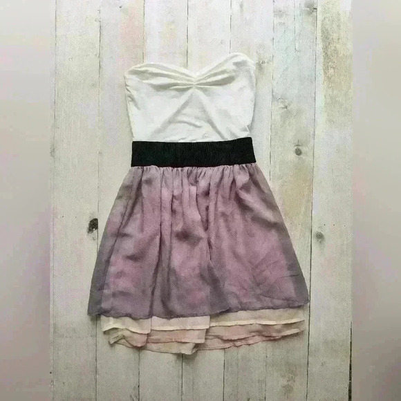 Charlotte Russe Dresses & Skirts - Charlotte Russe Strapless Color Block Empire Waist Mini Sheer Dress Size XS